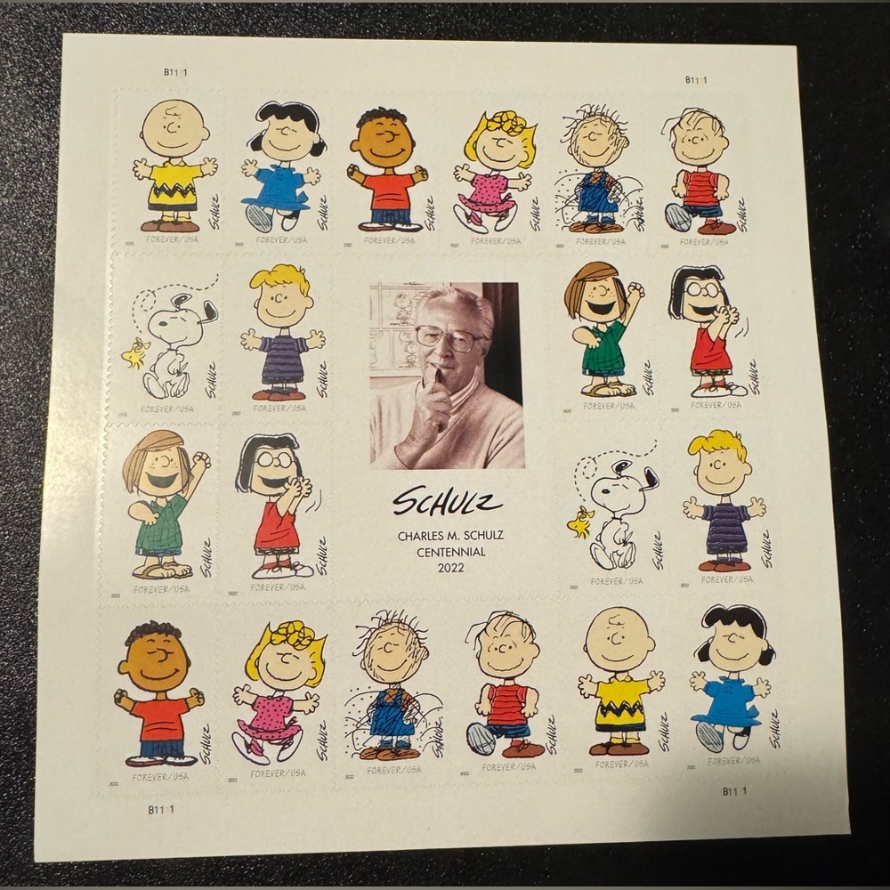 Charles M. Schulz Peanuts Centennial 20 Stamp Sheet